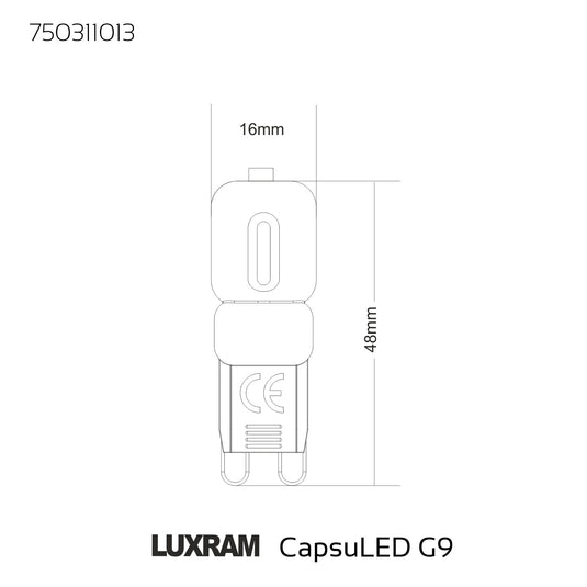 CapsuLED G9 2W 3000K Warm White, 200lm, Frosted Finish, 3yr Warranty