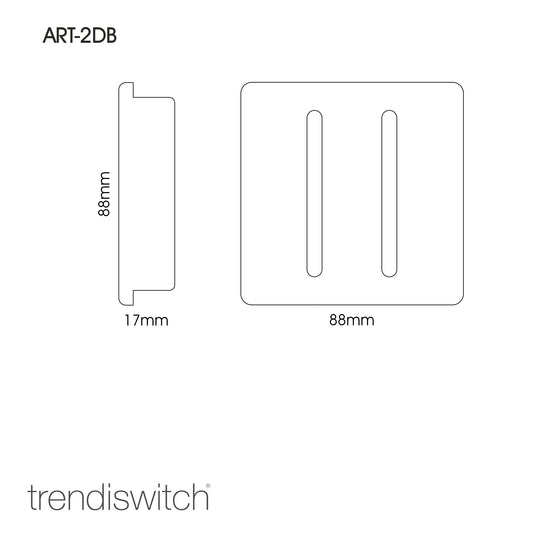Trendi Switch ART-2DBNV, Artistic Modern 2 Gang Doorbell Navy Blue Finish, BRITISH MADE, (25mm Back Box Required), 5yrs Warranty - 53581