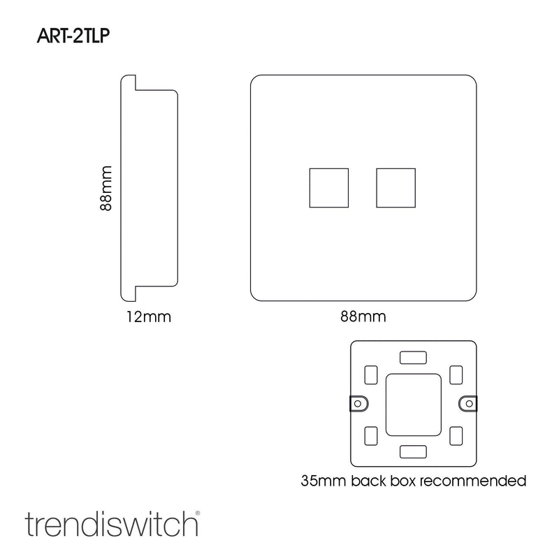 Load image into Gallery viewer, Trendi Switch ART-2TLPGO, Artistic Modern Twin RJ11 Telephone Champagne Gold Finish, BRITISH MADE, (35mm Back Box Required), 5yrs Warranty - 43843
