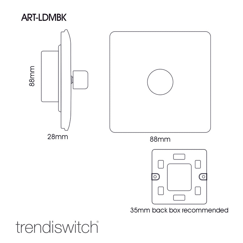 Load image into Gallery viewer, Trendi Switch ART-LDMPL, Artistic Modern 1 Gang 1 Way LED Dimmer Switch 5-150W LED / 120W Tungsten, Plum Finish, (35mm Back Box Required), 5yrs Warranty - 53757
