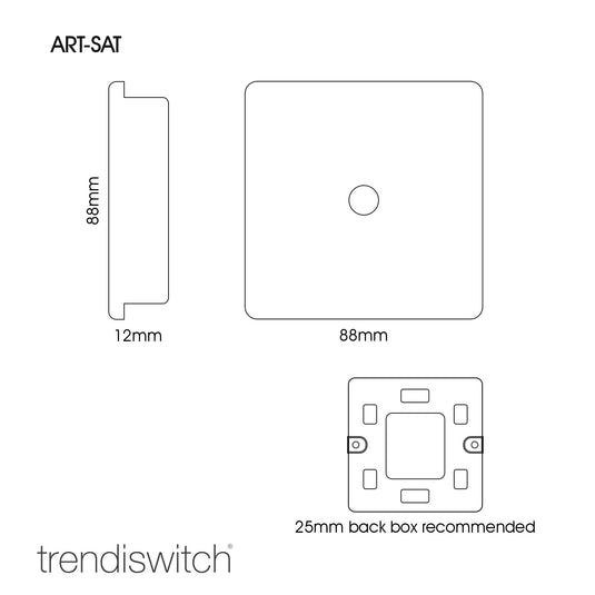 Trendi Switch ART-SATOB, Artistic Modern F-Type Satellite 1 Gang Ocean Blue Finish, BRITISH MADE, (25mm Back Box Required), 5yrs Warranty - 53790