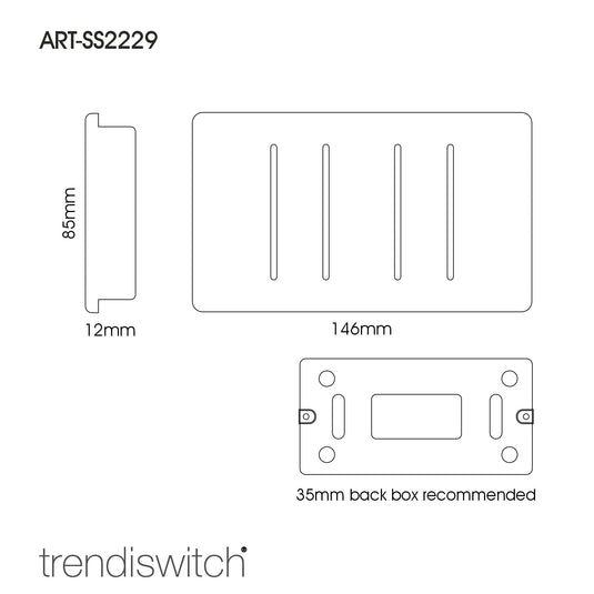 Trendi Switch ART-SS2229MG, Artistic Modern 4 Gang  (3x 2 Way 1x 3 Way Intermediate Twin Plate) Moss Green Finish, BRITISH MADE, (25mm Back Box Required), 5yrs Warranty - 53922