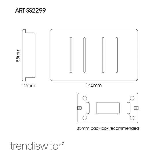 Trendi Switch ART-SS2299GO, Artistic Modern 4 Gang (2x2 Way, 2xIntermediate) 10 Amp Rocker Champagne Gold Finish, BRITISH MADE, (25mm Back Box Required), 5yrs Warranty - 53939