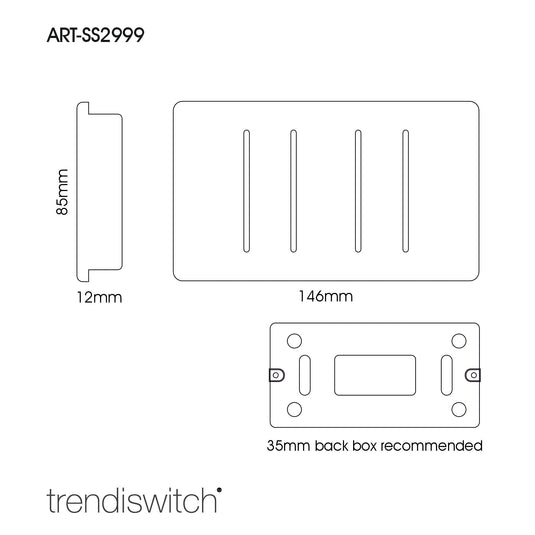 Trendi Switch ART-SS2999NV, Artistic Modern 4 Gang  (1x 2 Way 3x 3 Way Intermediate Twin Plate) Navy Blue Finish, BRITISH MADE, (25mm Back Box Required), 5yrs Warranty - 53965