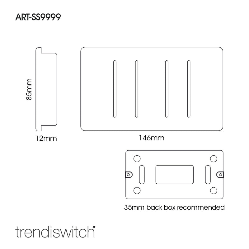 Load image into Gallery viewer, Trendi Switch ART-SS9999CH, Artistic Modern 4 Gang (4xIntermediate) 10 Amp Rocker Charcoal Finish, BRITISH MADE, (25mm Back Box Required), 5yrs Warranty - 54123
