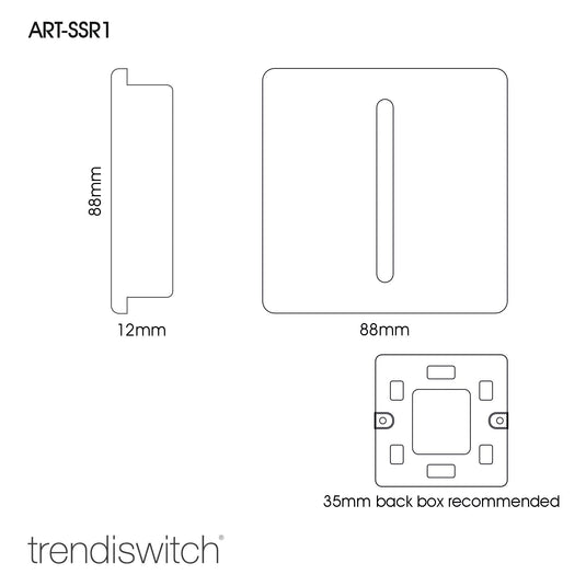 Trendi Switch ART-SSR1WG, Artistic Modern 1 Gang Retractive Home Auto.Switch Warm Grey Finish, BRITISH MADE, (25mm Back Box Required), 5yrs Warranty - 54195