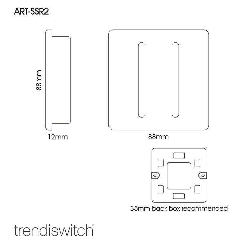 Load image into Gallery viewer, Trendi Switch ART-SSR2LG, Artistic Modern 2 Gang Retractive Home Auto.Switch Light Grey Finish, BRITISH MADE, (25mm Back Box Required), 5yrs Warranty - 54203
