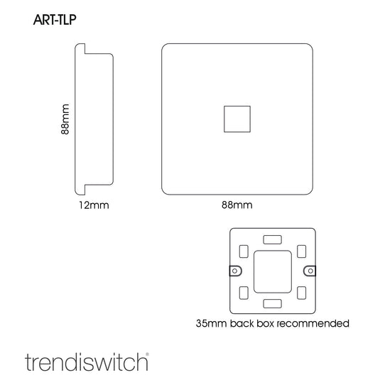 Trendi Switch ART-TLPCH, Artistic Modern 1 Gang RJ11 Telephone Charcoal Finish, BRITISH MADE, (35mm Back Box Required), 5yrs Warranty - 54253