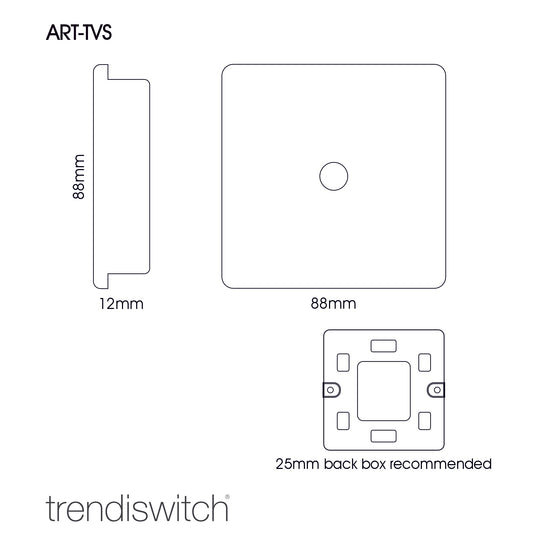 Trendi Switch ART-TVSWH, Artistic Modern TV Co-Axial 1 Gang Gloss White Finish, BRITISH MADE, (25mm Back Box Required), 5yrs Warranty - 43954