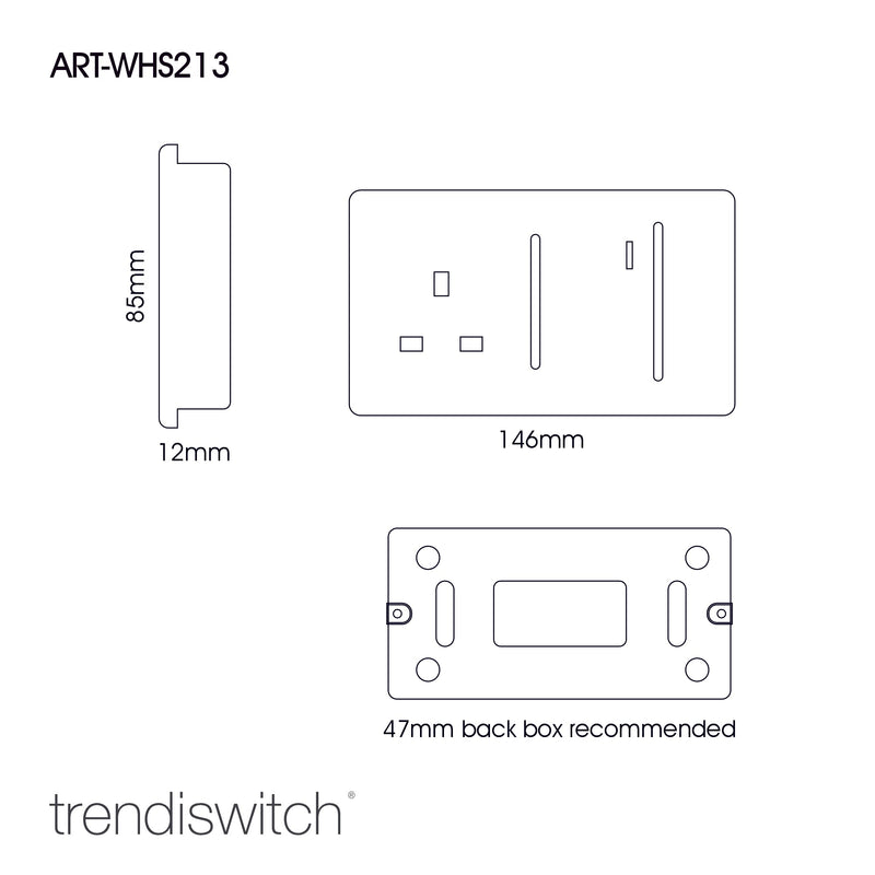 Load image into Gallery viewer, Trendi Switch ART-WHS213BS, Artistic Modern Cooker Control Panel 13amp with 45amp Switch Brushed Steel Finish, BRITISH MADE, (47mm Back Box Required), 5yrs Warranty - 54322
