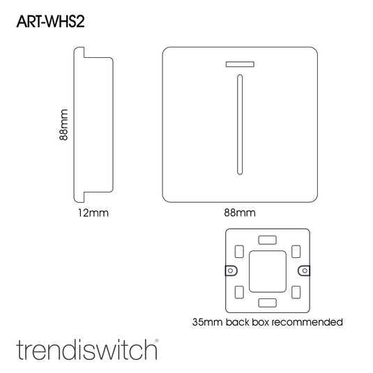 Trendi Switch ART-WHS2BS, Artistic Modern 45 Amp Neon Insert Double Pole Switch Brushed Steel Finish, BRITISH MADE, (35mm Back Box Required), 5yrs Warranty - 54340