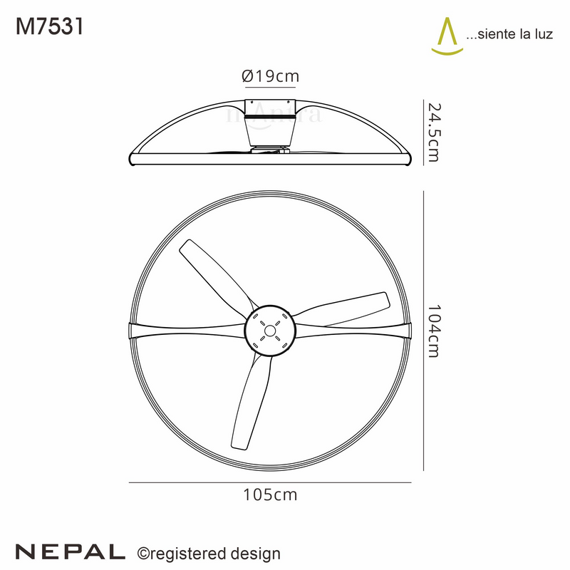 Load image into Gallery viewer, Mantra M7531 Nepal 75W LED Dimmable Ceiling Light With Built-In 35W DC Reversible Fan Black (Remote Control &amp; App &amp; Alexa/Google Voice control) - 42945
