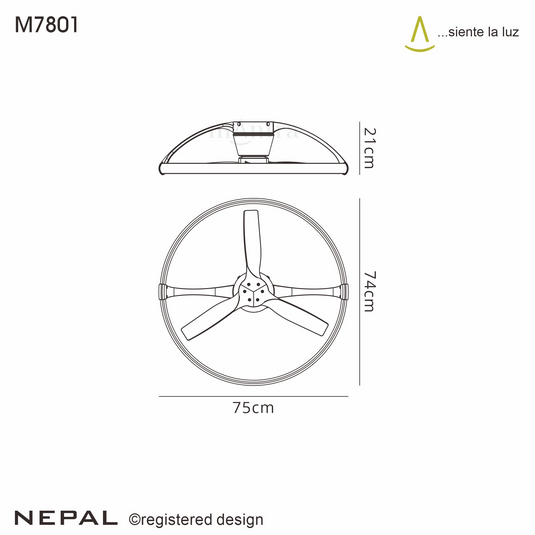 Mantra M7801 Nepal Mini 55W LED Dimmable Ceiling Light With Built-In 30W DC Reversible Fan White (Remote Control & App) - 43363