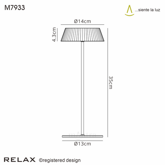 Mantra M7933 Relax Table Lamp, 2W LED, 3000K, 180lm, IP54, USB Charging Cable Included, Touch Dimmable, White, 3yrs Warranty