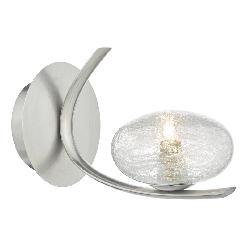 Load image into Gallery viewer, Dar Lighting LEI0746 Leighton 1lt Wall Light Satin Chrome &amp; Sugar Cane Glass - 35211
