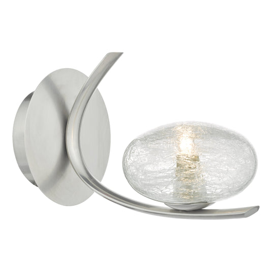 Dar Lighting LEI0746 Leighton 1lt Wall Light Satin Chrome & Sugar Cane Glass - 35211