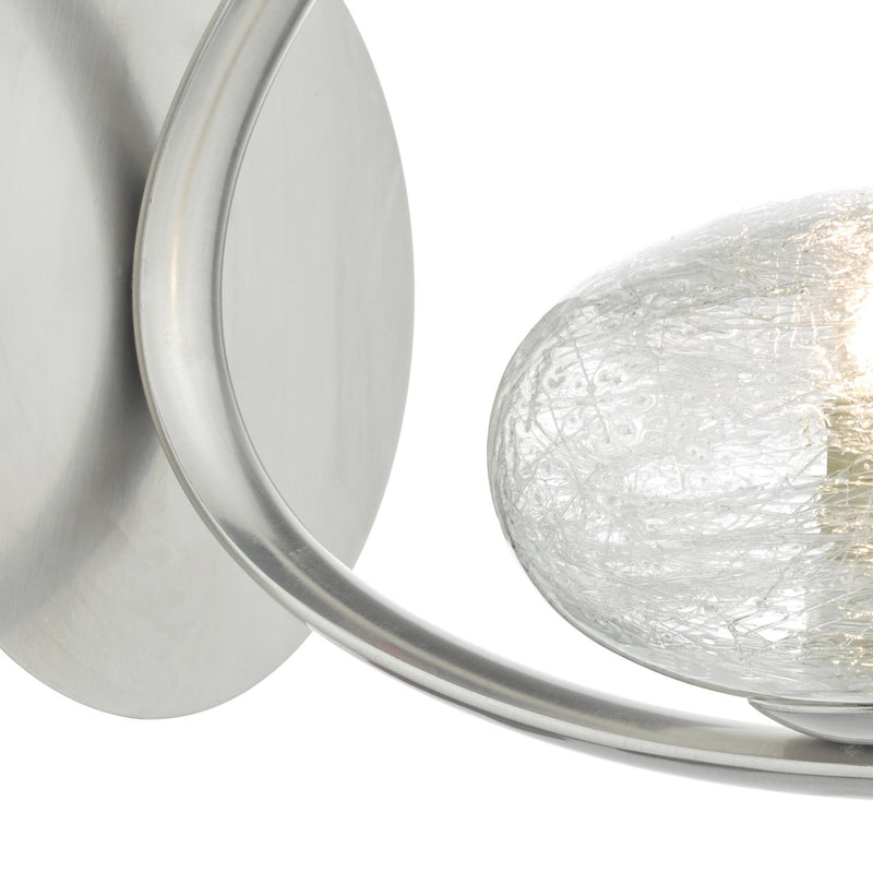 Load image into Gallery viewer, Dar Lighting LEI0746 Leighton 1lt Wall Light Satin Chrome &amp; Sugar Cane Glass - 35211
