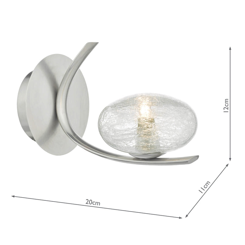 Load image into Gallery viewer, Dar Lighting LEI0746 Leighton 1lt Wall Light Satin Chrome &amp; Sugar Cane Glass - 35211
