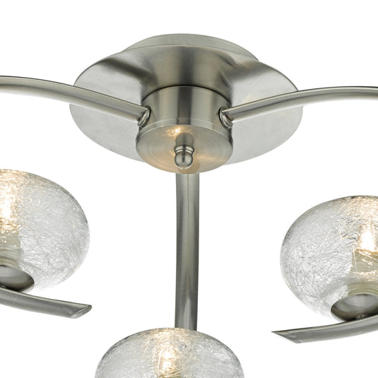 Dar Lighting LEI5346 Leighton 3lt Semi Flush Satin Chrome & Sugar Cane Glass - 22606
