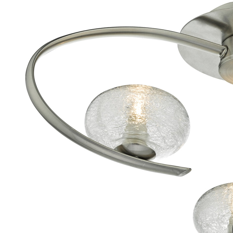 Load image into Gallery viewer, Dar Lighting LEI5346 Leighton 3lt Semi Flush Satin Chrome &amp; Sugar Cane Glass - 22606
