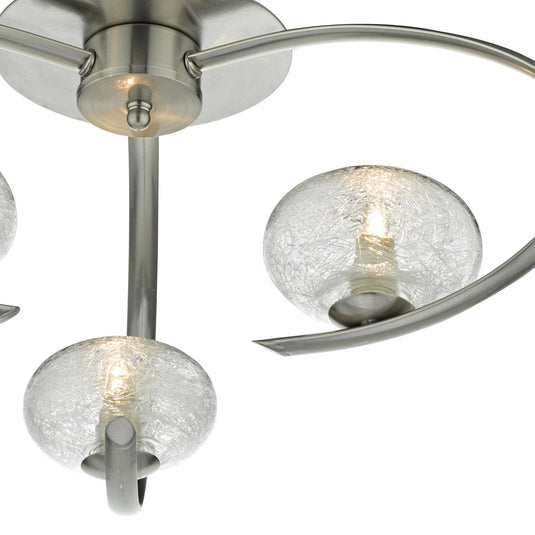 Dar Lighting LEI5346 Leighton 3lt Semi Flush Satin Chrome & Sugar Cane Glass - 22606