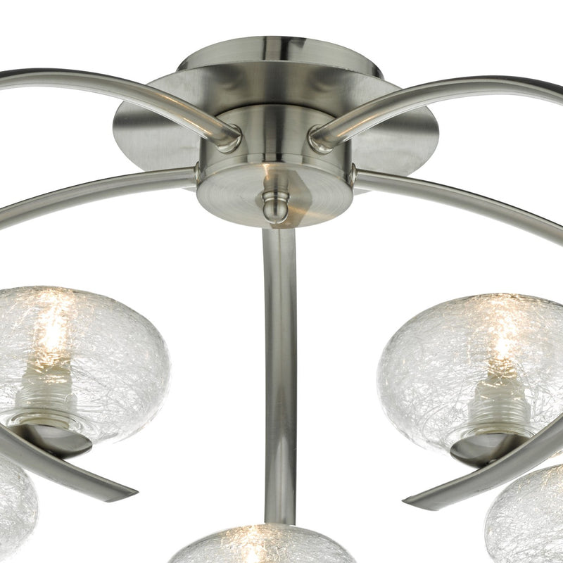 Load image into Gallery viewer, Dar Lighting LEI5446 Leighton 5lt Semi Flush Satin Chrome &amp; Sugar Cane Glass - 35212
