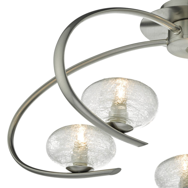 Load image into Gallery viewer, Dar Lighting LEI5446 Leighton 5lt Semi Flush Satin Chrome &amp; Sugar Cane Glass - 35212
