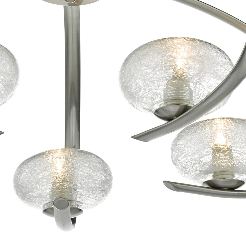 Load image into Gallery viewer, Dar Lighting LEI5446 Leighton 5lt Semi Flush Satin Chrome &amp; Sugar Cane Glass - 35212

