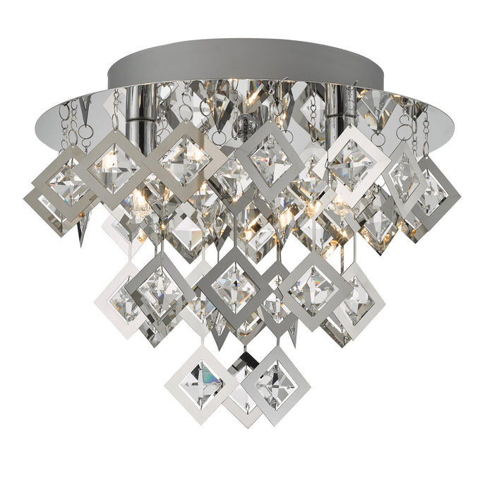 Dar Lighting LEO5250 Russell 3lt Flush Polished Chrome & Clear Glass - 37153