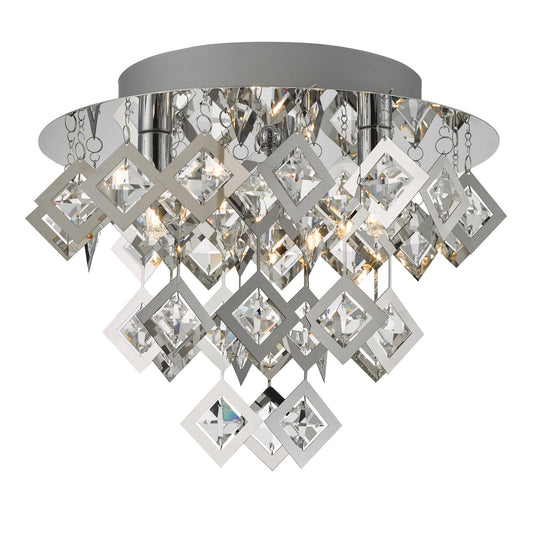 Dar Lighting LEO5250 Russell 3lt Flush Polished Chrome & Clear Glass - 37153