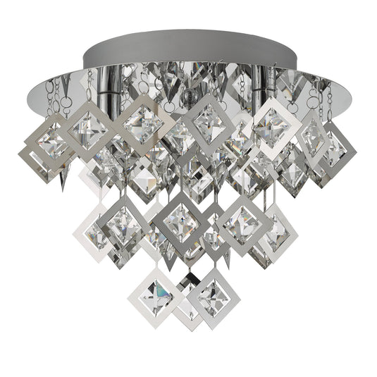 Dar Lighting LEO5250 Russell 3lt Flush Polished Chrome & Clear Glass - 37153