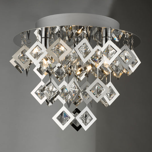 Dar Lighting LEO5250 Russell 3lt Flush Polished Chrome & Clear Glass - 37153