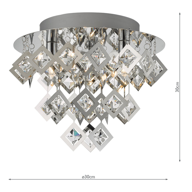 Load image into Gallery viewer, Dar Lighting LEO5250 Russell 3lt Flush Polished Chrome &amp; Clear Glass - 37153
