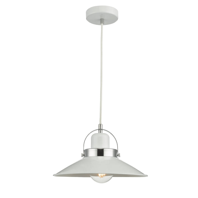 Dar Lighting LID012 Liden 1Lt Pendant White and Polished Chrome - 23479