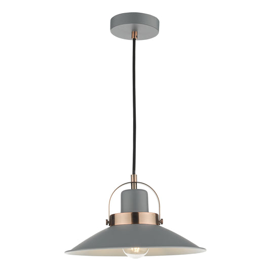 Dar Lighting LID0139 Liden 1 Light Single Pendant Graphite Copper - 35215
