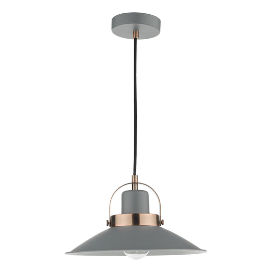 Dar Lighting LID0139 Liden 1 Light Single Pendant Graphite Copper - 35215