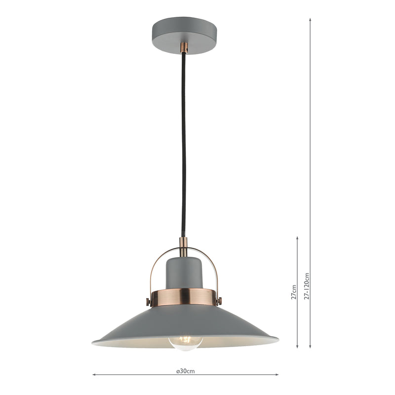 Load image into Gallery viewer, Dar Lighting LID0139 Liden 1 Light Single Pendant Graphite Copper - 35215

