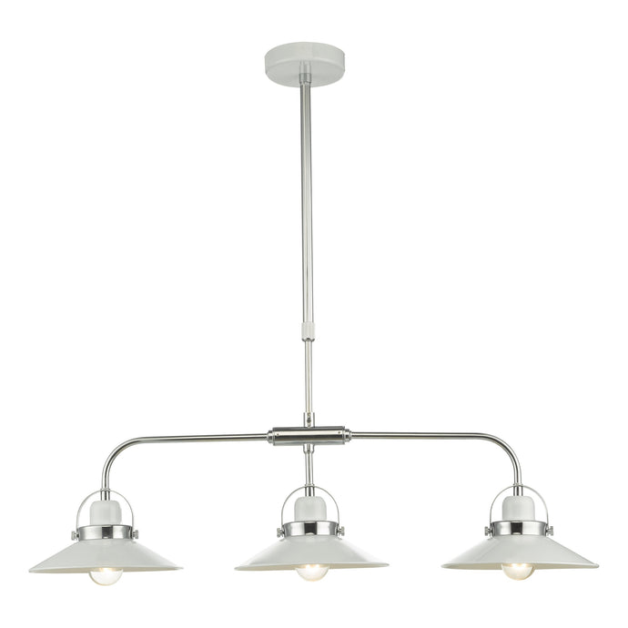 Dar Lighting LID032 Liden 3Lt Bar Pendant White and Polished Chrome - 23460