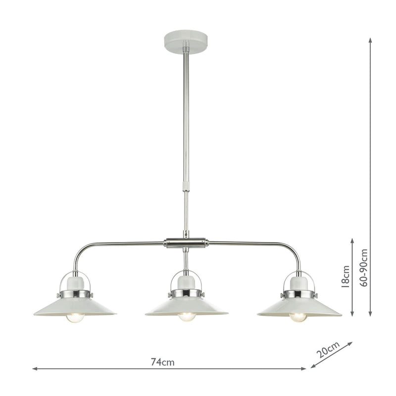 Load image into Gallery viewer, Dar Lighting LID032 Liden 3Lt Bar Pendant White and Polished Chrome - 23460
