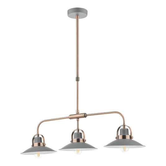 Dar Lighting LID0339 Liden 3 Light Bar Pendant Graphite Copper - 35216