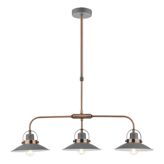 Dar Lighting LID0339 Liden 3 Light Bar Pendant Graphite Copper - 35216