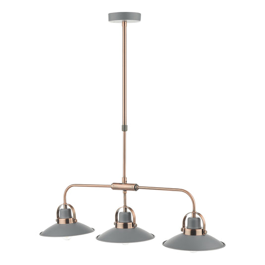 Dar Lighting LID0339 Liden 3 Light Bar Pendant Graphite Copper - 35216