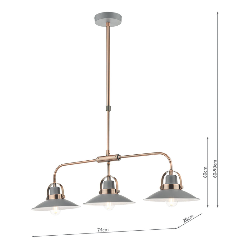 Load image into Gallery viewer, Dar Lighting LID0339 Liden 3 Light Bar Pendant Graphite Copper - 35216
