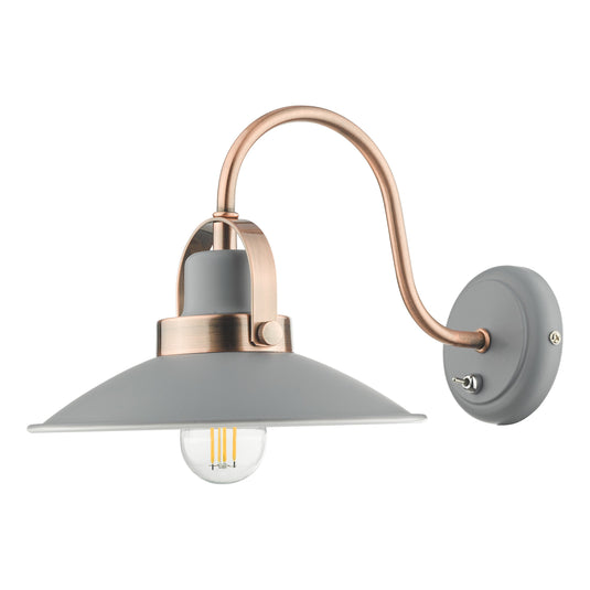 Dar Lighting LID0739 Liden Single Wall Light Graphite Copper - 35218