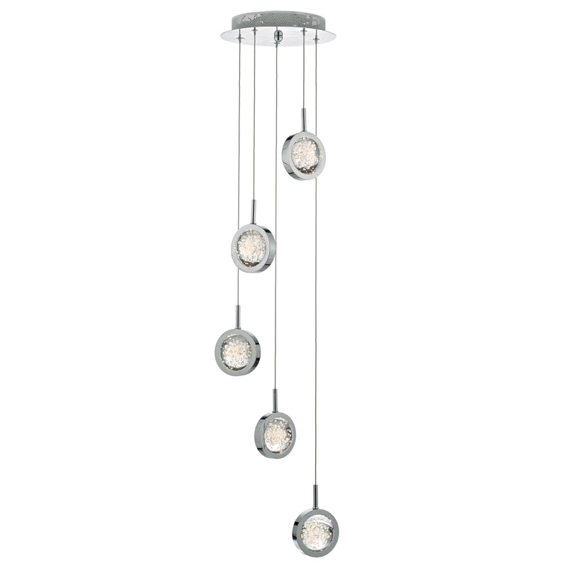 Load image into Gallery viewer, Dar Lighting LIV0550 Livia 5lt Cluster LED Pendant Polished Chrome &amp; Glass Spheres - 35221
