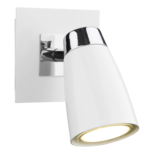 Dar Lighting LOF072 Loft 1 Light Low Energy Spot Switch Polished Chrome & Matt White - 14924