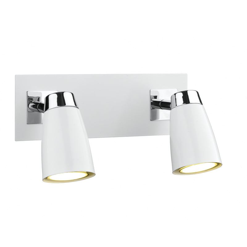 Load image into Gallery viewer, Dar Lighting LOF772 Loft 2 Light Low Energy Spot Switch Polished Chrome &amp; Matt White - 14925
