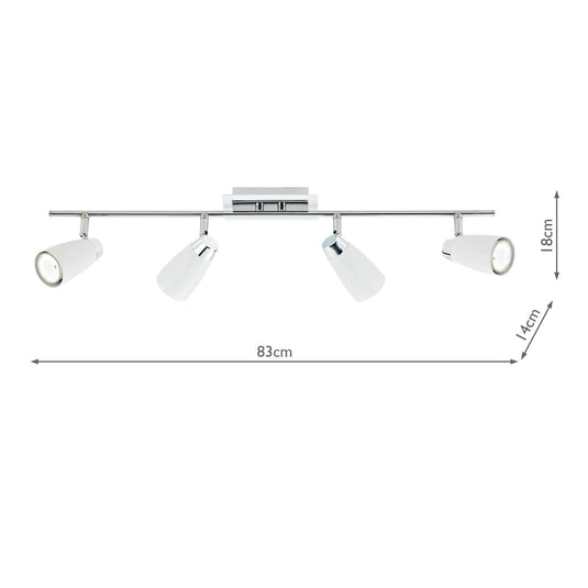 Dar Lighting LOF842 Loft 4 Light Bar White - 27084