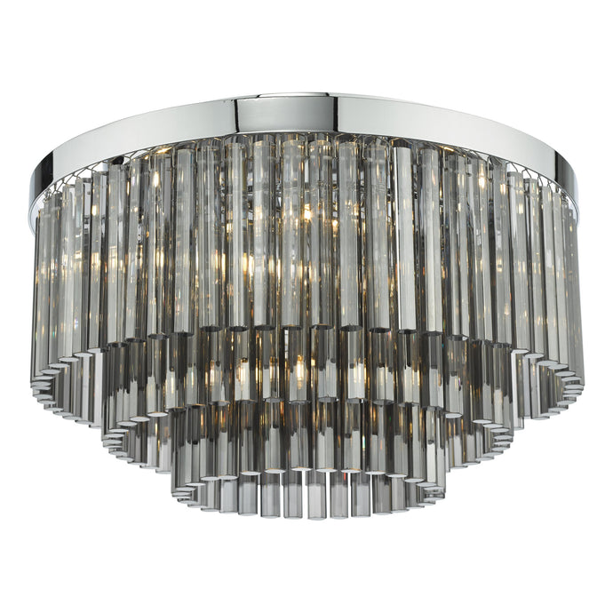 Dar Lighting LOG5410 Logan 5 Light Flush Polished Chrome Smoked Glass - 36959