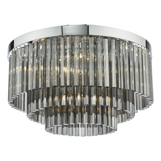Dar Lighting LOG5410 Logan 5 Light Flush Polished Chrome Smoked Glass - 36959